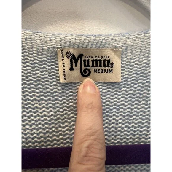 Show Me Your Mumu Blue Polly Parrot Canopy Sweater Womens Medium READ - Picture 2 of 12